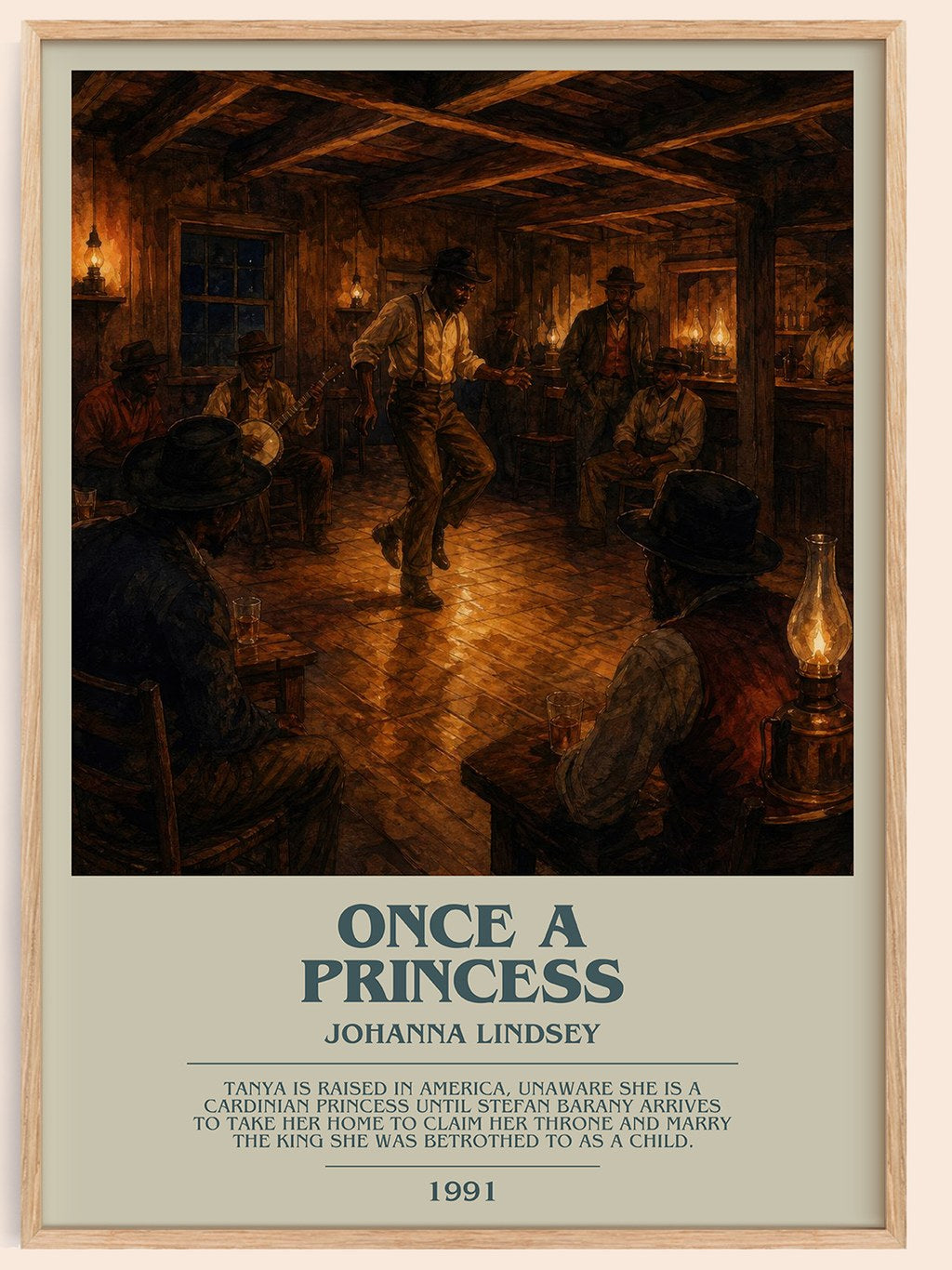 Once a Princess bookish book poster by Johanna Lindsey – framed literary art print