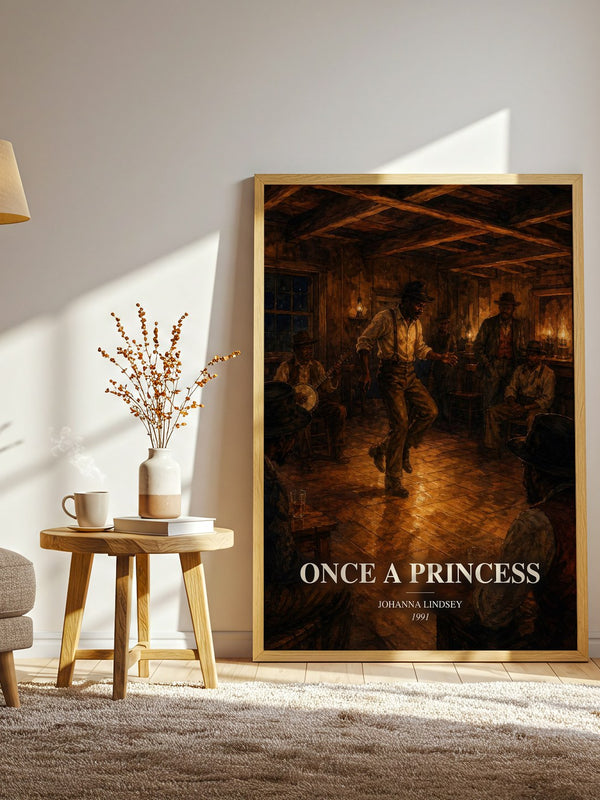 Once a Princess watercolour print in frame leaning in hallway – romance wall art