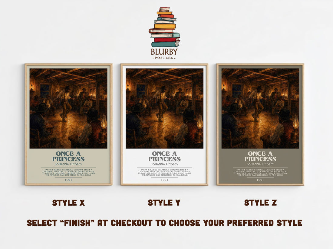 Once a Princess bookish print in frame leaning in hallway – romance wall art (mockup)