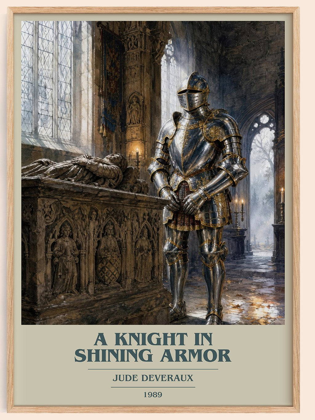 A Knight in Shining Armor book cover book poster by Jude Deveraux – framed literary art print