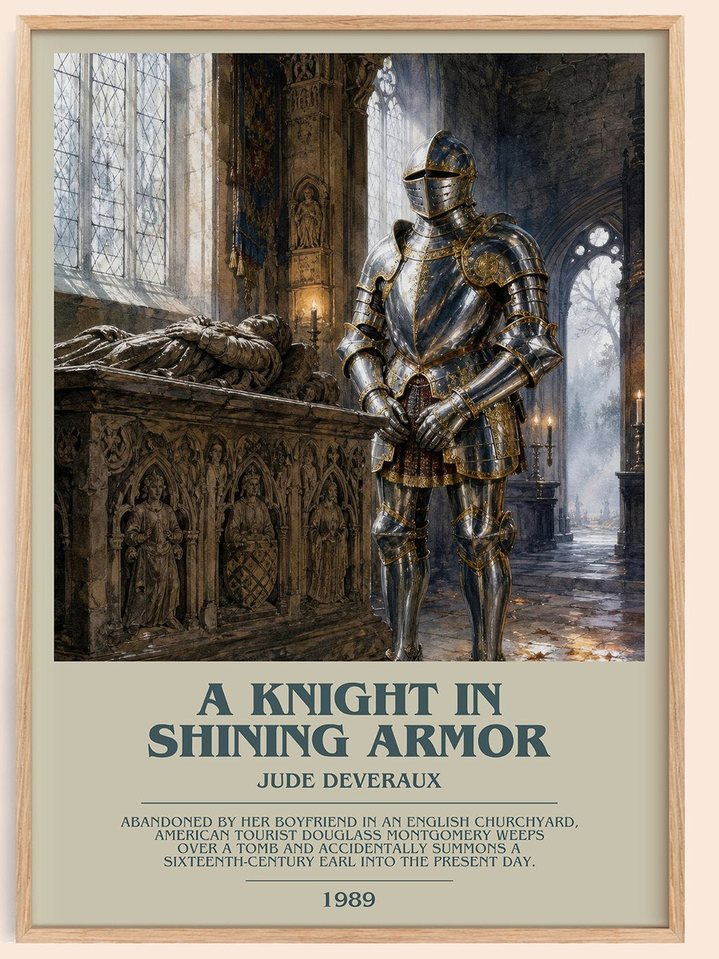 A Knight in Shining Armor bookish book poster by Jude Deveraux – framed literary art print