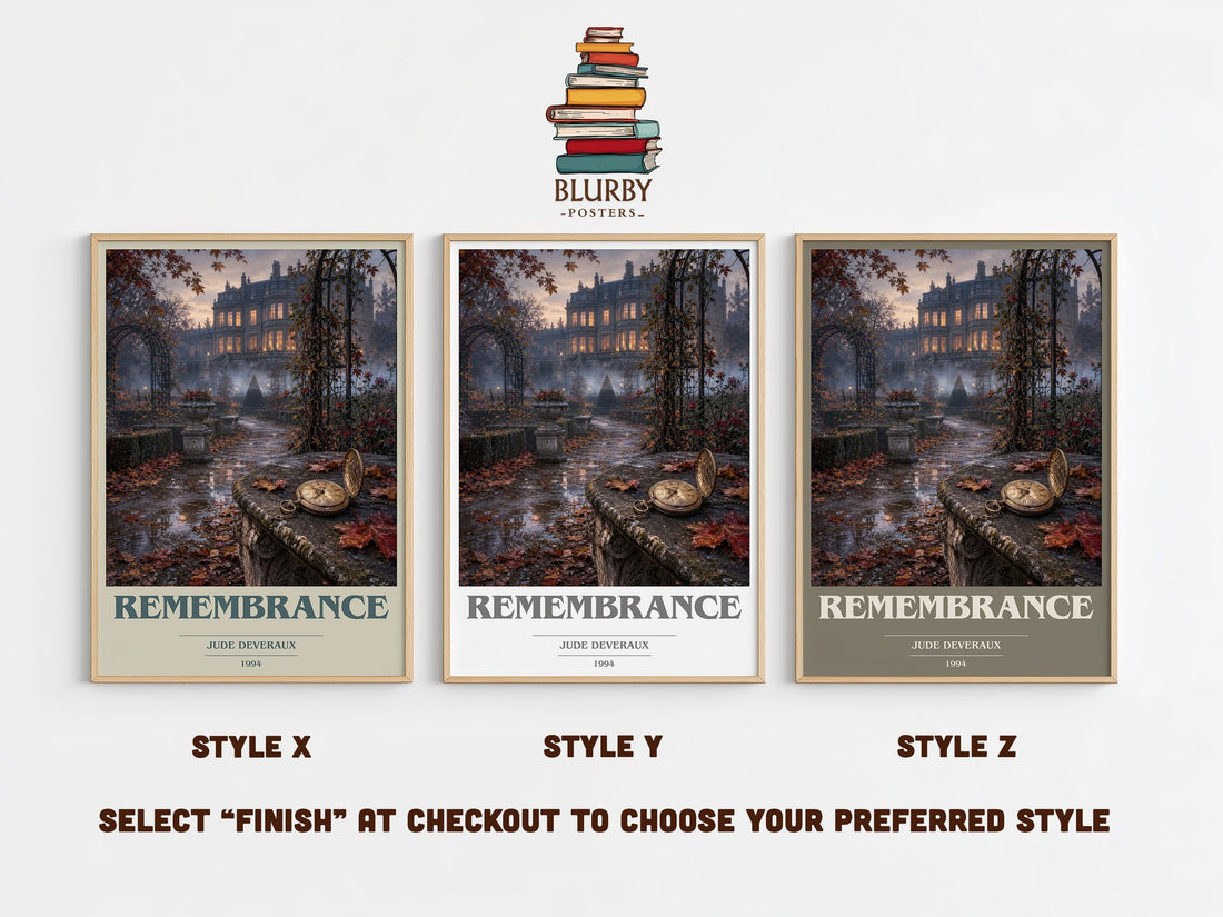 Remembrance book cover print in frame leaning in hallway – romance wall art (mockup)