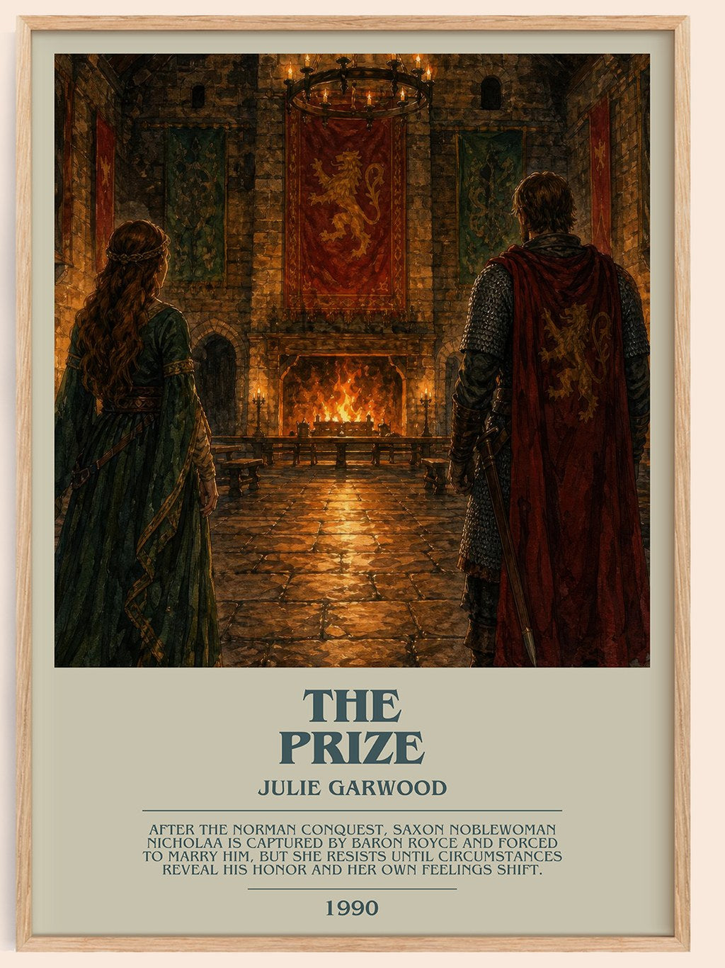The Prize bookish book poster by Julie Garwood – framed literary art print