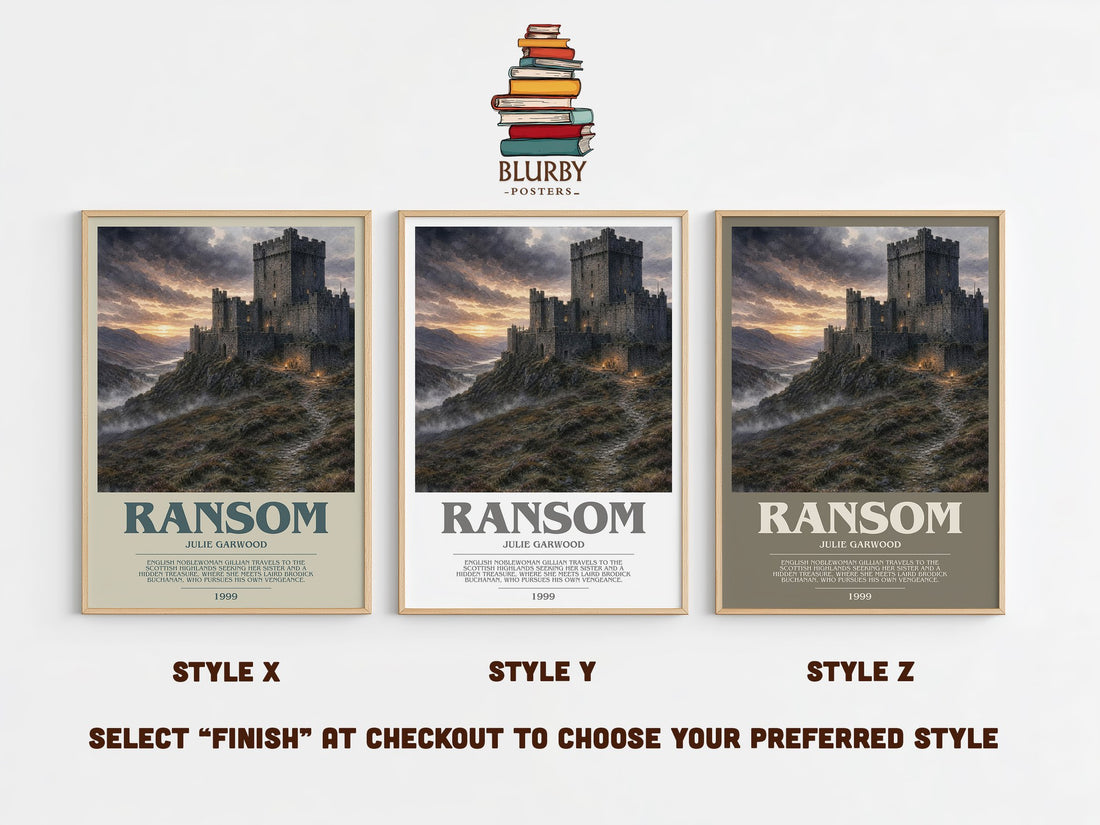 Ransom bookish print in frame leaning in hallway – romance wall art (mockup)