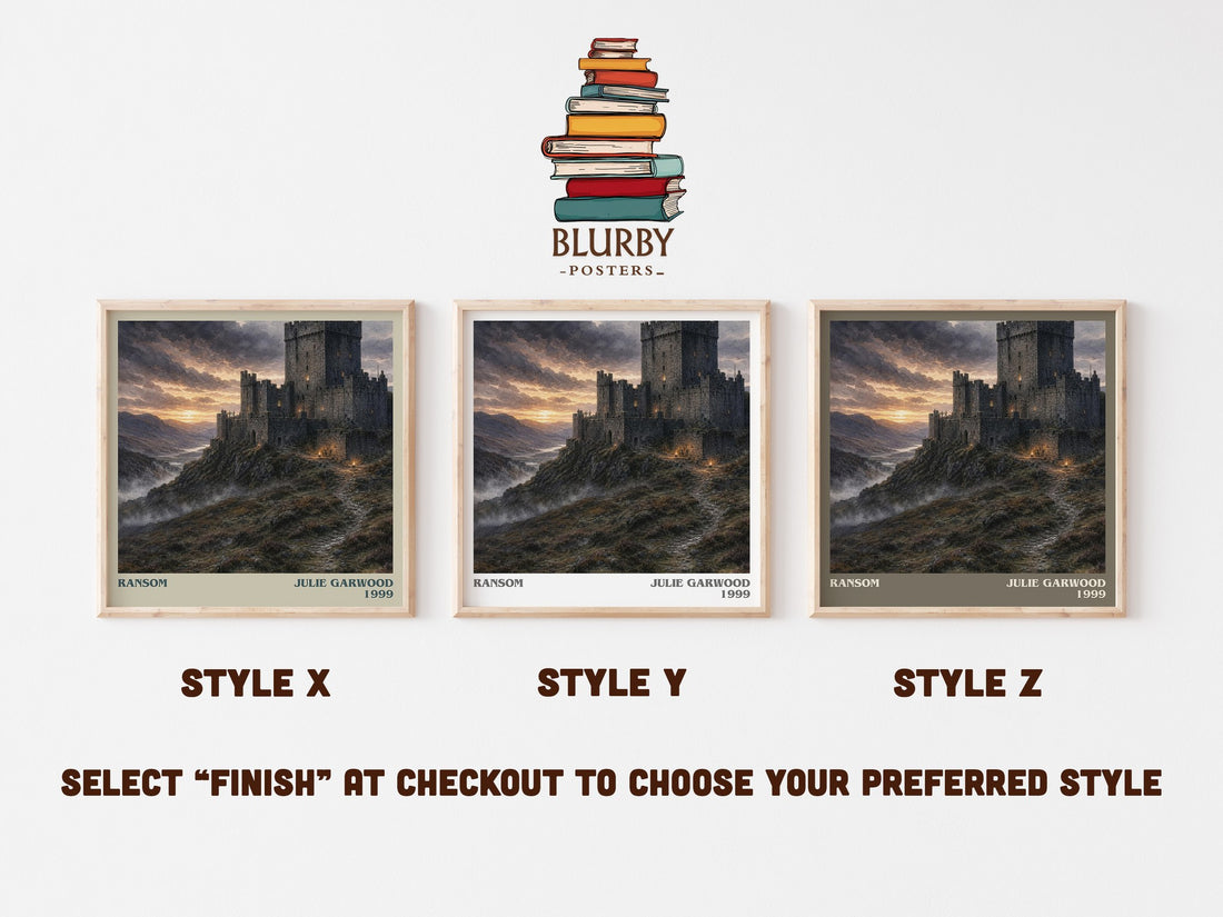 Ransom literary print in frame leaning in hallway – romance wall art (mockup)