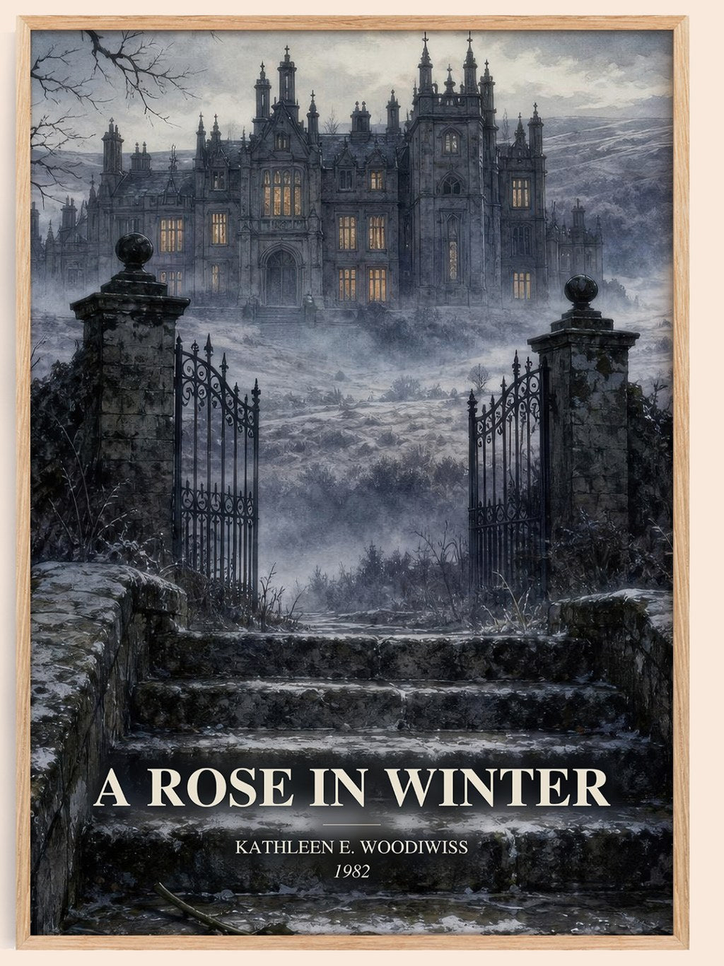 A Rose in Winter watercolour book poster by Kathleen E. Woodiwiss – framed literary art print