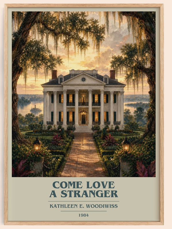 Come Love a Stranger book cover book poster by Kathleen E. Woodiwiss – framed literary art print