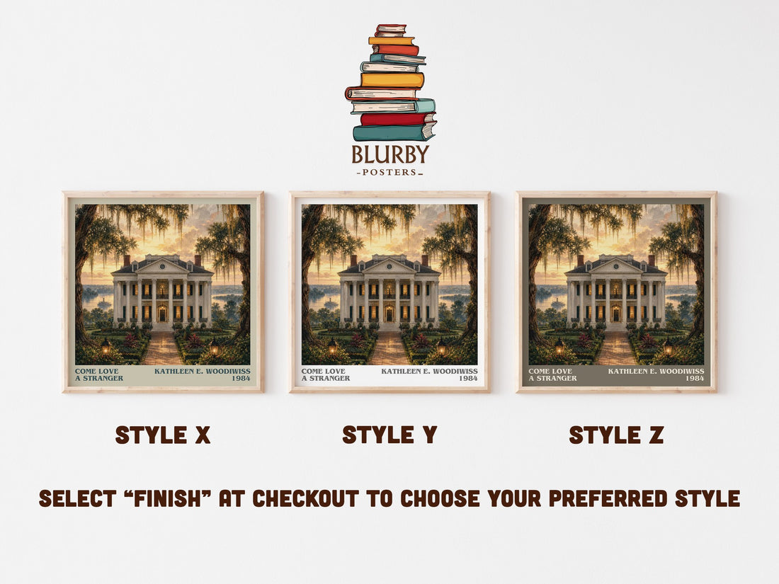 Come Love a Stranger literary print in frame leaning in hallway – romance wall art (mockup)