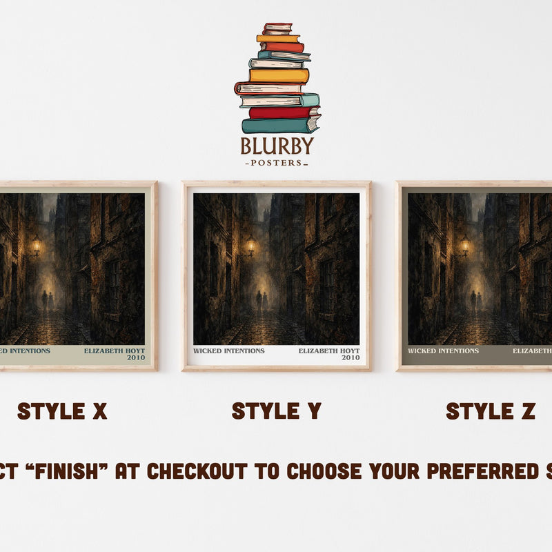 Wicked Intentions literary print in frame leaning in hallway – romance wall art