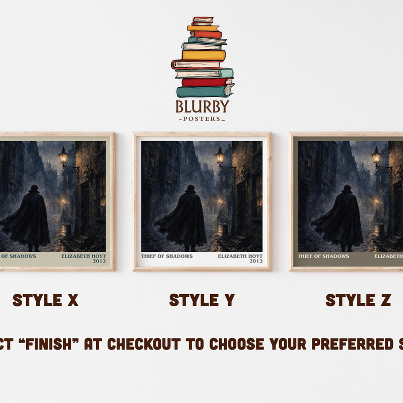 Thief of Shadows literary print in frame leaning in hallway – romance wall art
