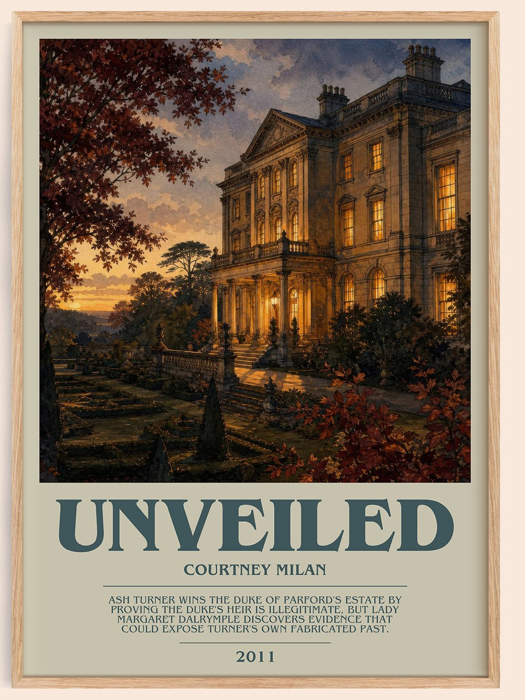 Unveiled bookish book poster by Courtney Milan – framed literary art print
