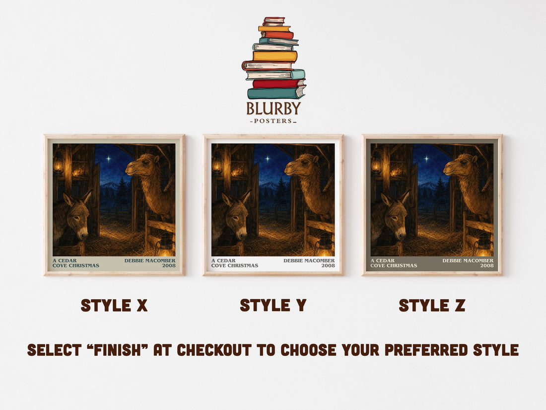 A Cedar Cove Christmas literary print in frame leaning in hallway – romance wall art (mockup)