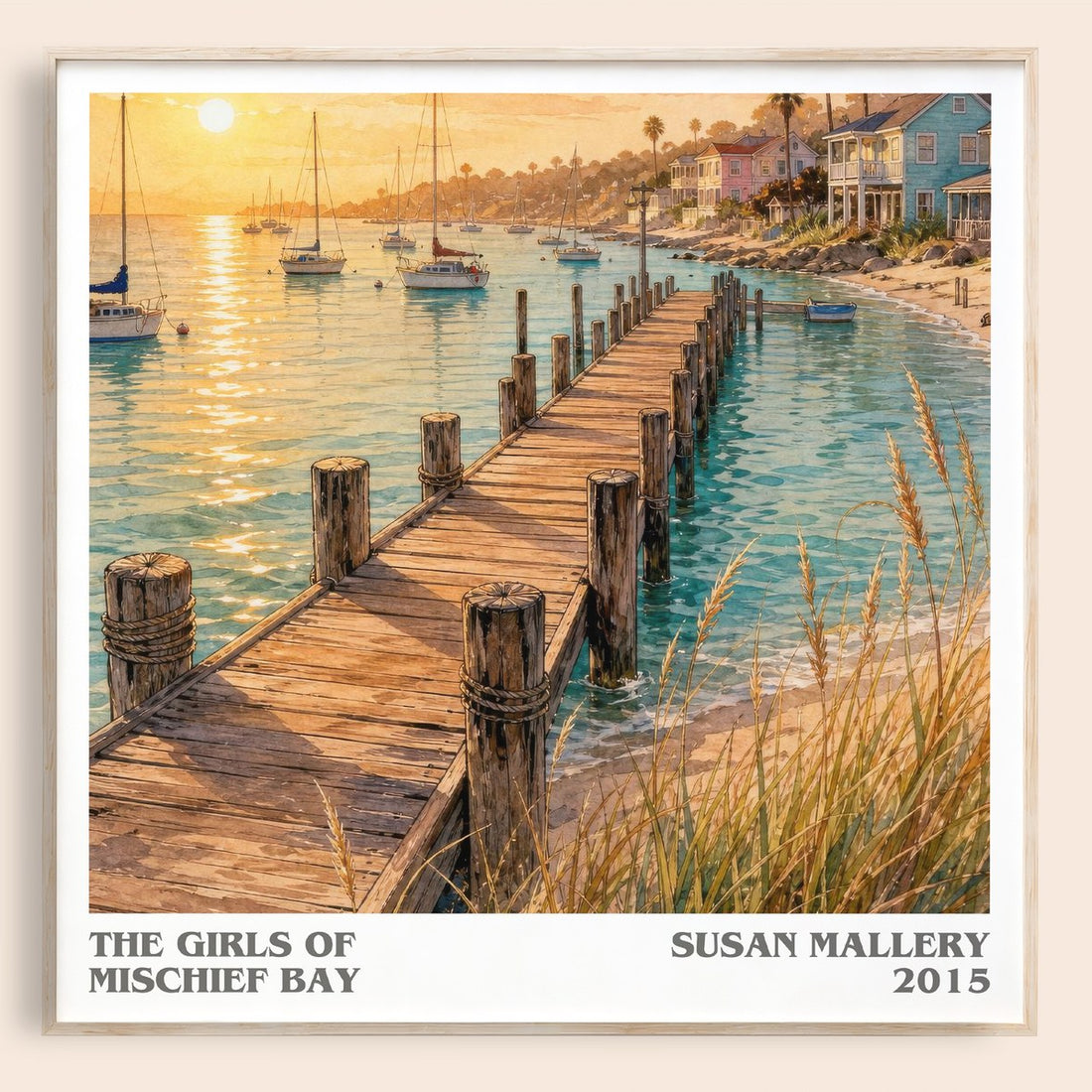 The Girls of Mischief Bay literary book poster by Susan Mallery – framed literary art print