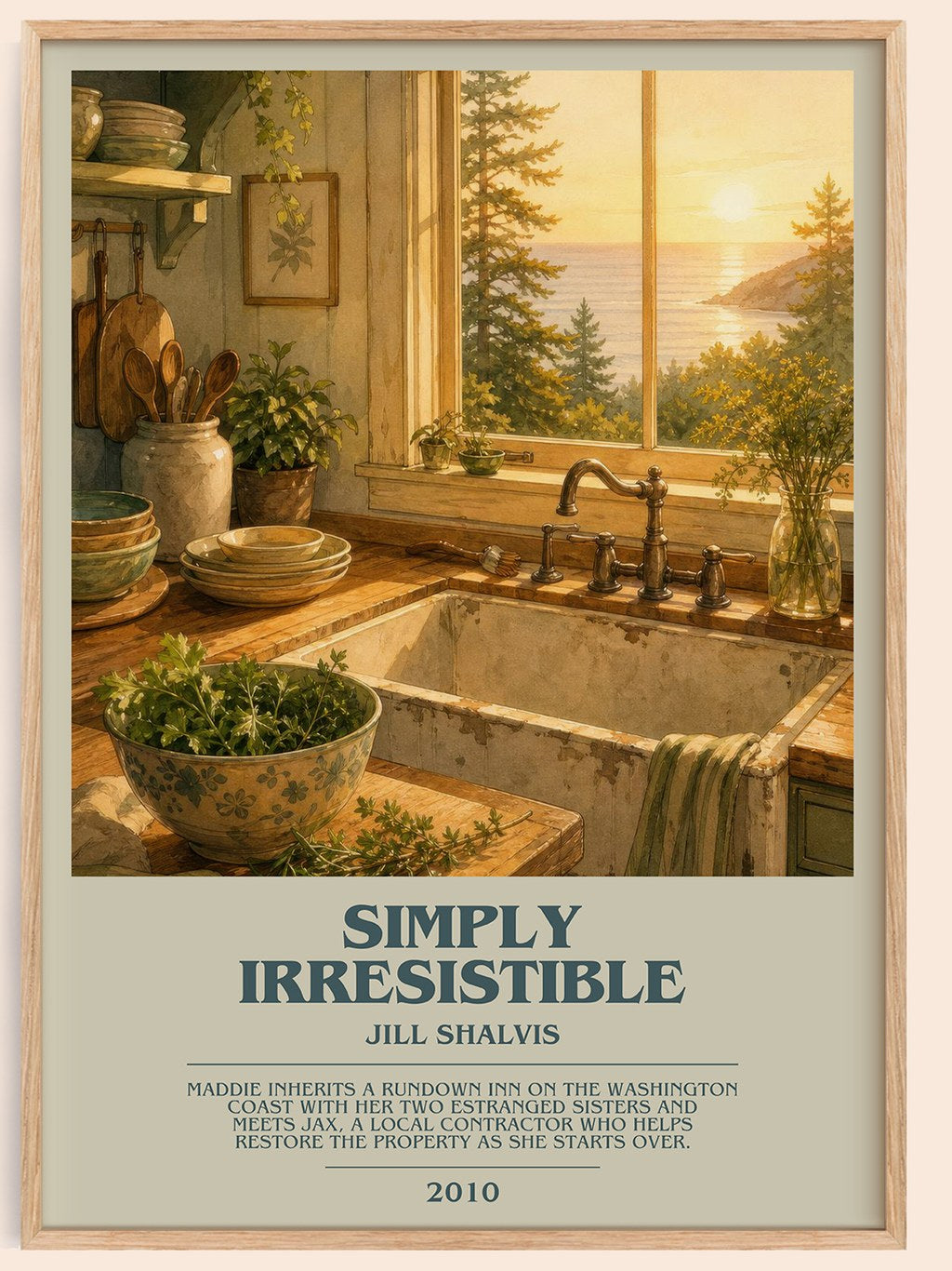 Simply Irresistible bookish book poster by Jill Shalvis – framed literary art print