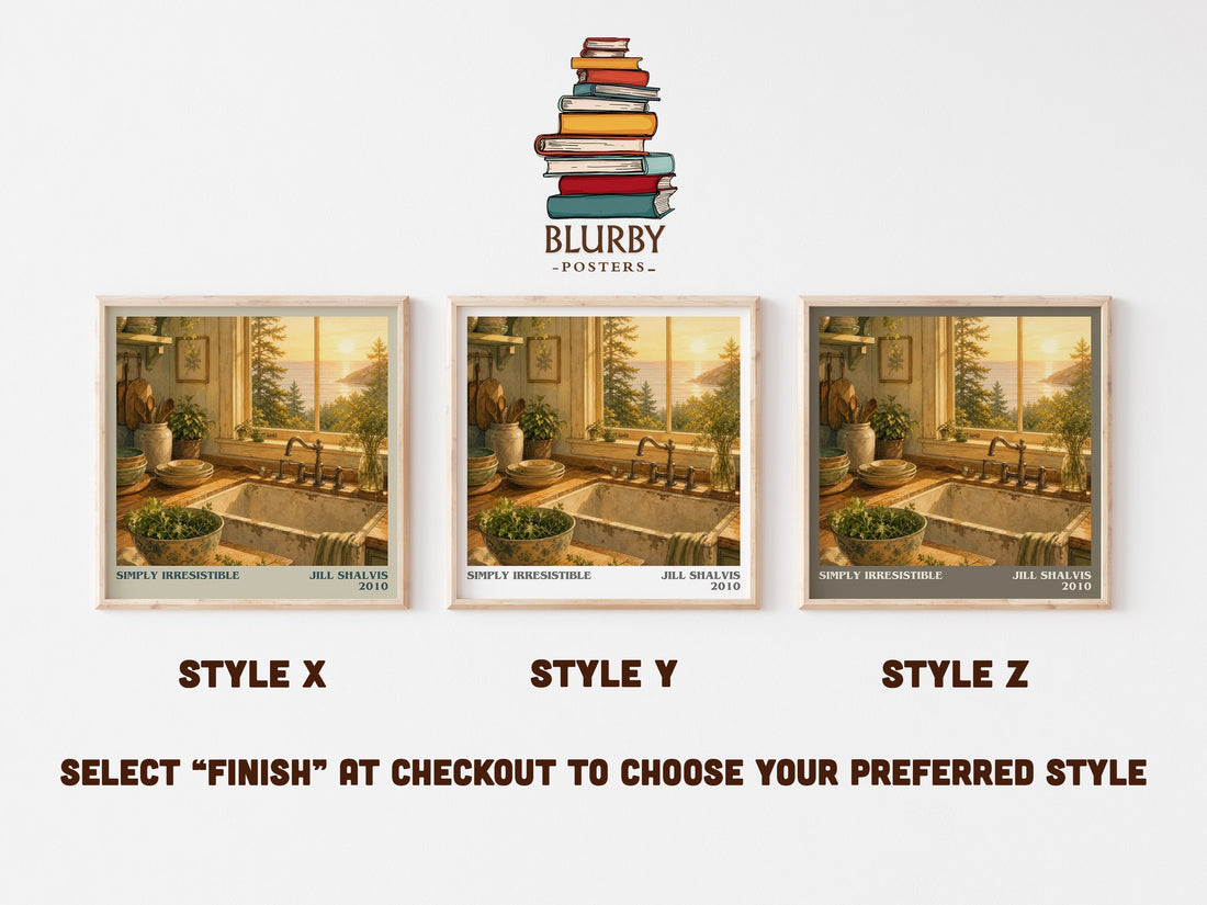 Simply Irresistible literary print in frame leaning in hallway – romance wall art (mockup)