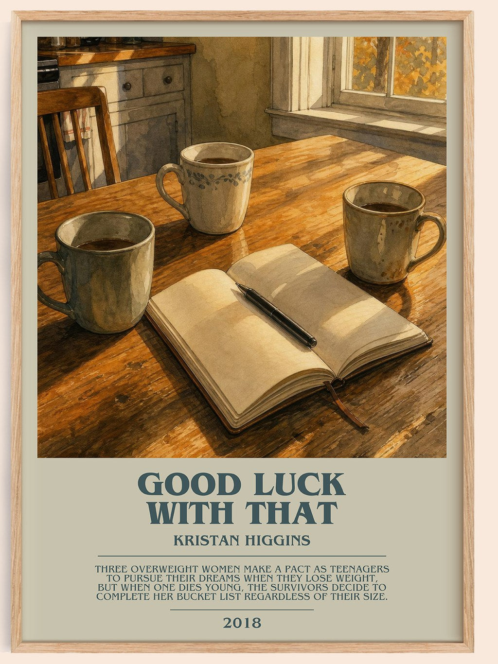 Good Luck with That bookish book poster by Kristan Higgins – framed literary art print