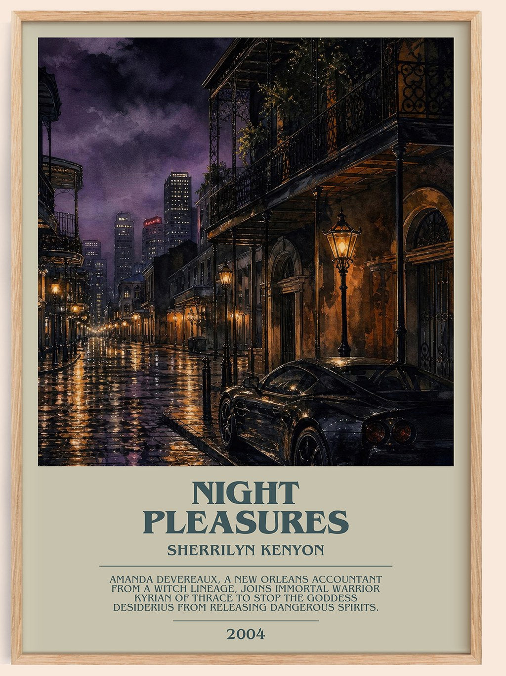 Night Pleasures bookish book poster by Sherrilyn Kenyon – framed literary art print