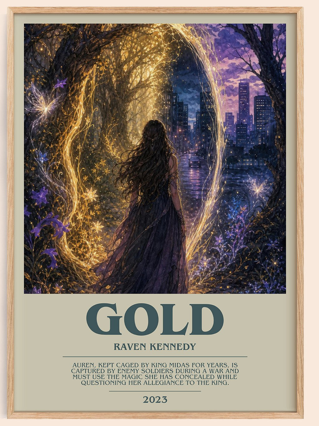 Gold bookish book poster by Raven Kennedy – framed literary art print