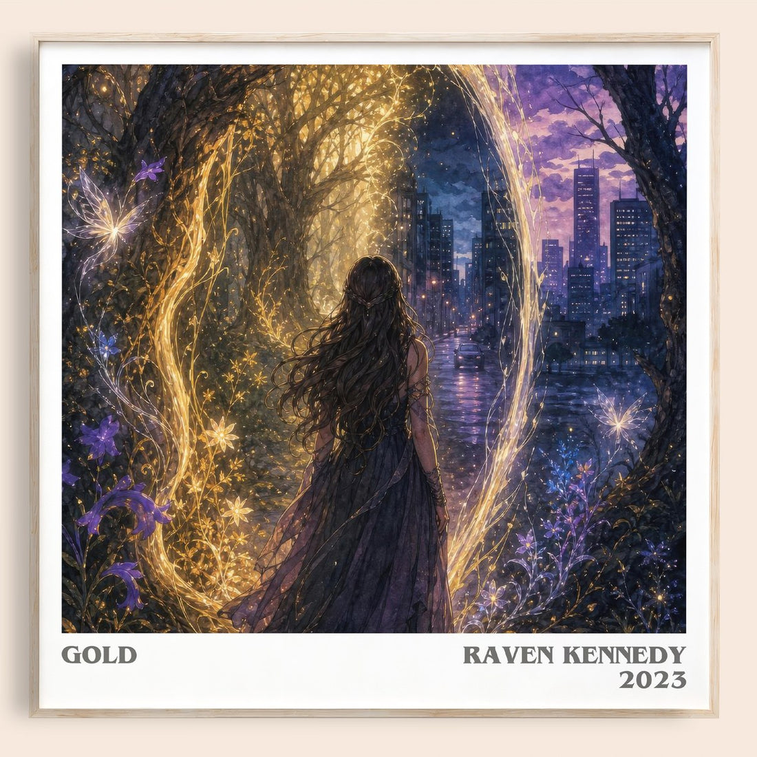 Gold literary book poster by Raven Kennedy – framed literary art print