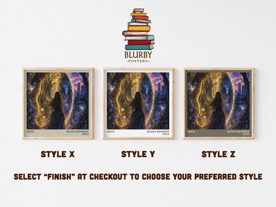 Gold literary print in frame leaning in hallway – fantasy wall art (mockup)