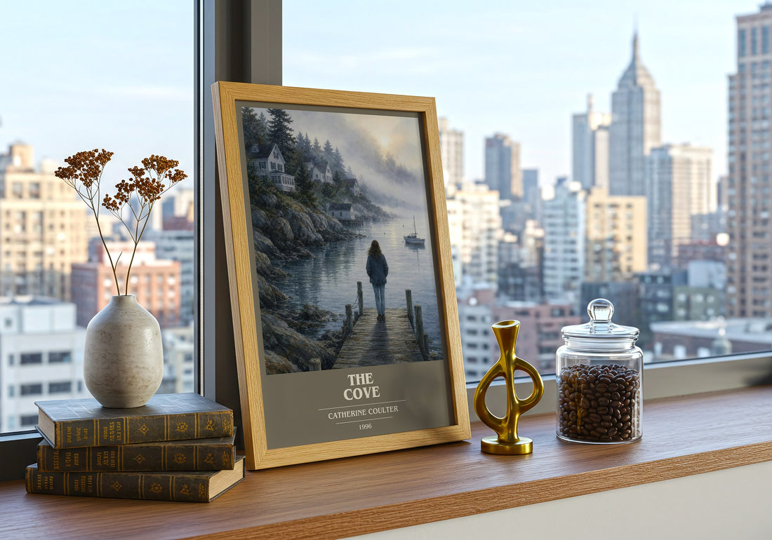 The Cove book cover print framed by window – literary home decor