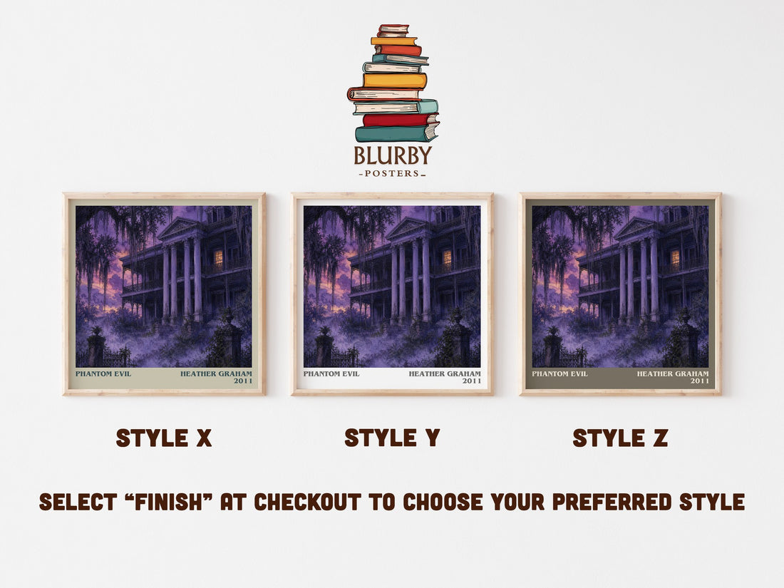 Phantom Evil literary print in frame leaning in hallway – thriller wall art (mockup)
