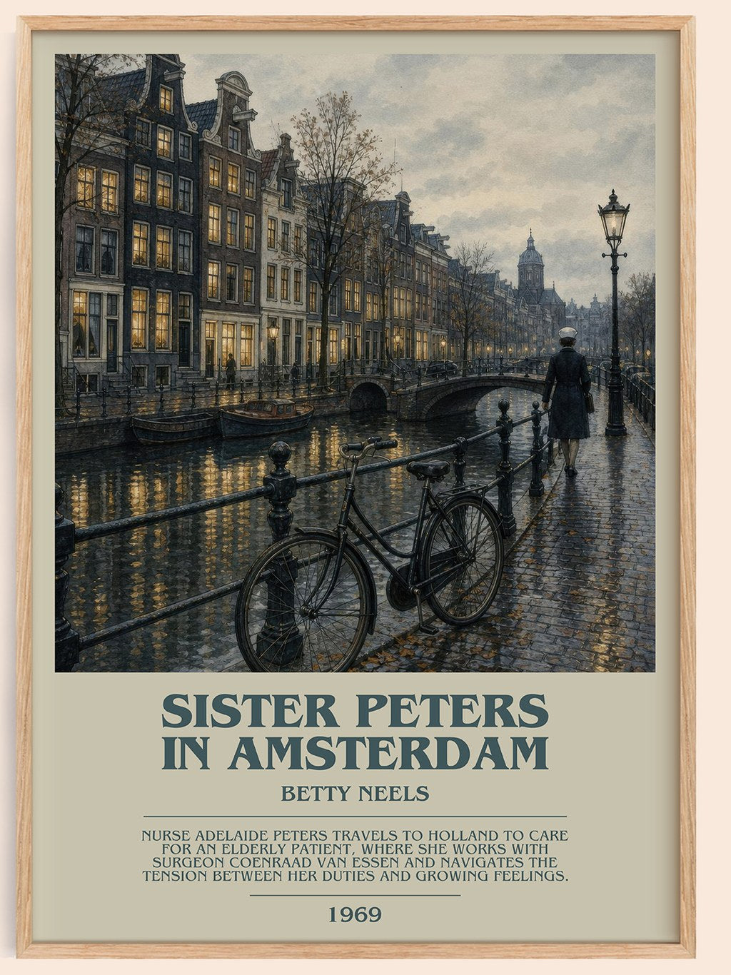 Sister Peters in Amsterdam bookish book poster by Betty Neels – framed literary art print