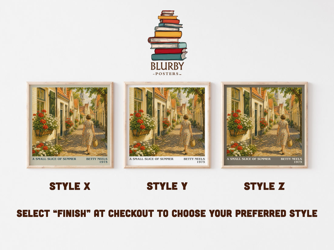 A Small Slice of Summer literary print in frame leaning in hallway – romance wall art (mockup)