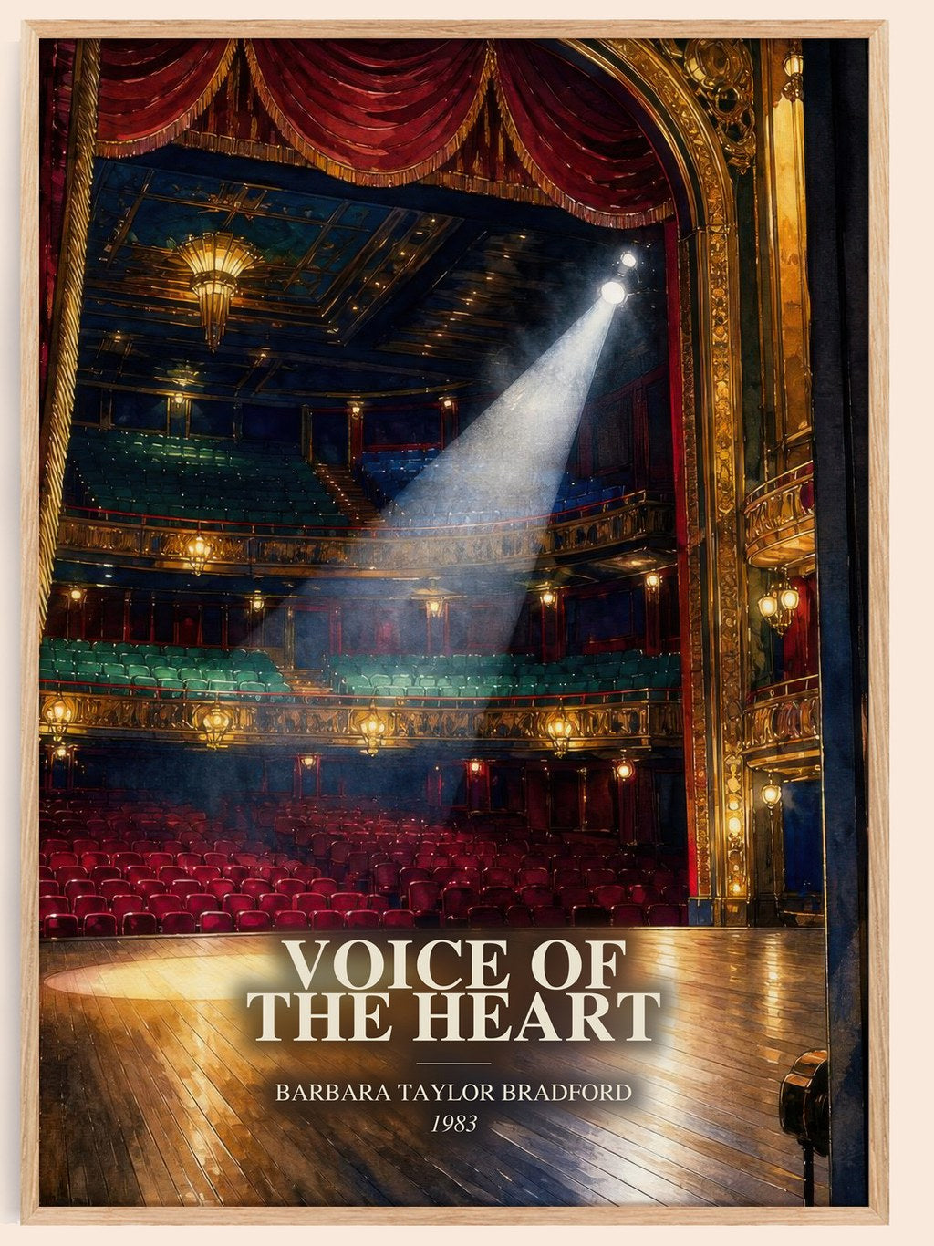 Voice of the Heart watercolour book poster by Barbara Taylor Bradford – framed literary art print