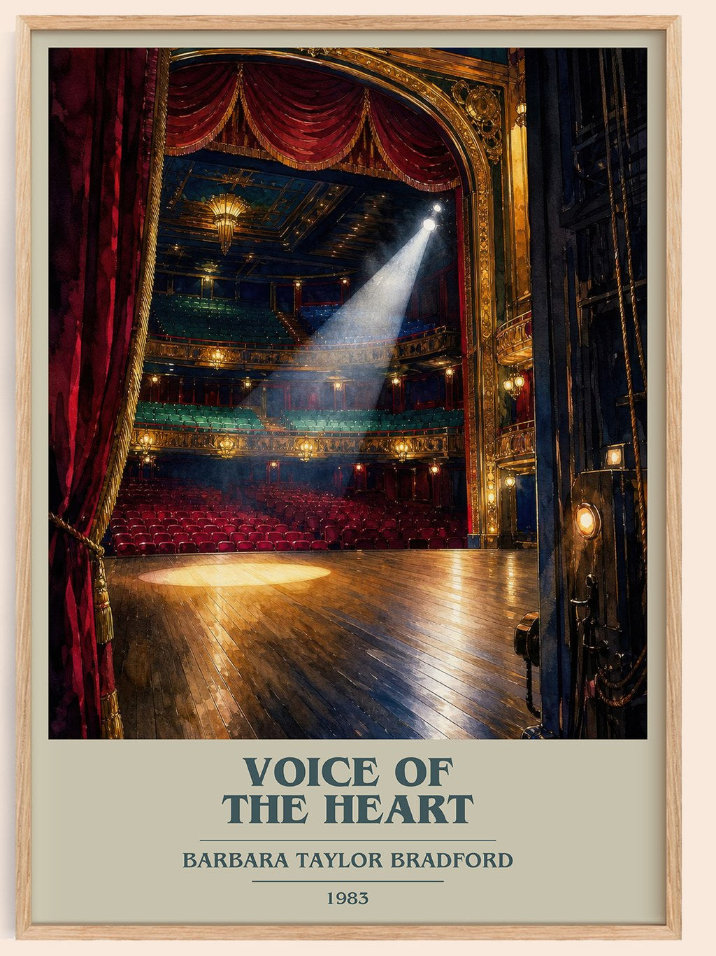 Voice of the Heart book cover book poster by Barbara Taylor Bradford – framed literary art print