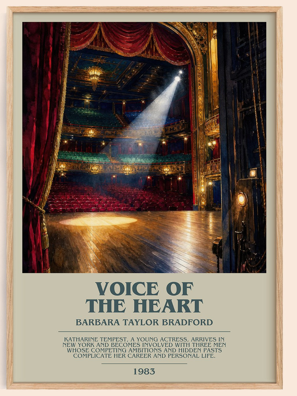 Voice of the Heart bookish book poster by Barbara Taylor Bradford – framed literary art print
