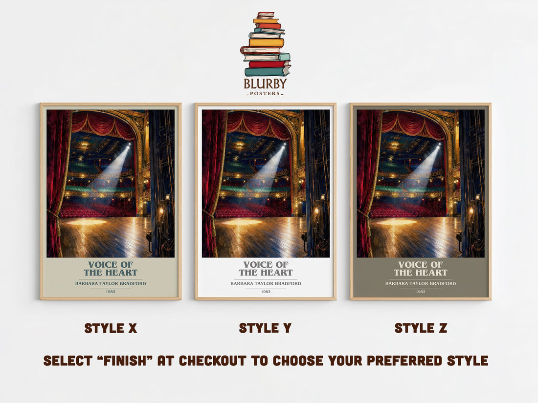 Voice of the Heart book cover print in frame leaning in hallway – romance wall art (mockup)