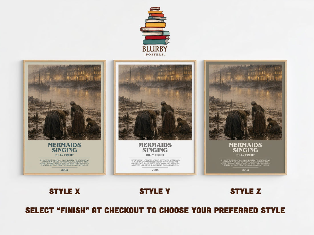 Mermaids Singing bookish print in frame leaning in hallway – historical fiction wall art (mockup)