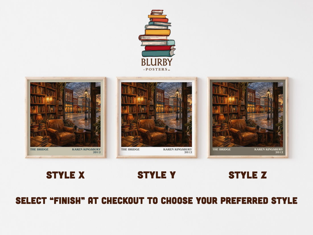 The Bridge literary print in frame leaning in hallway – contemporary fiction wall art (mockup)
