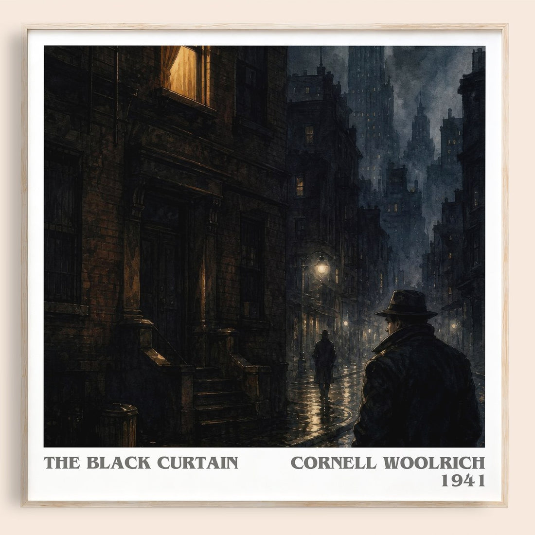 The Black Curtain literary book poster by Cornell Woolrich – framed literary art print