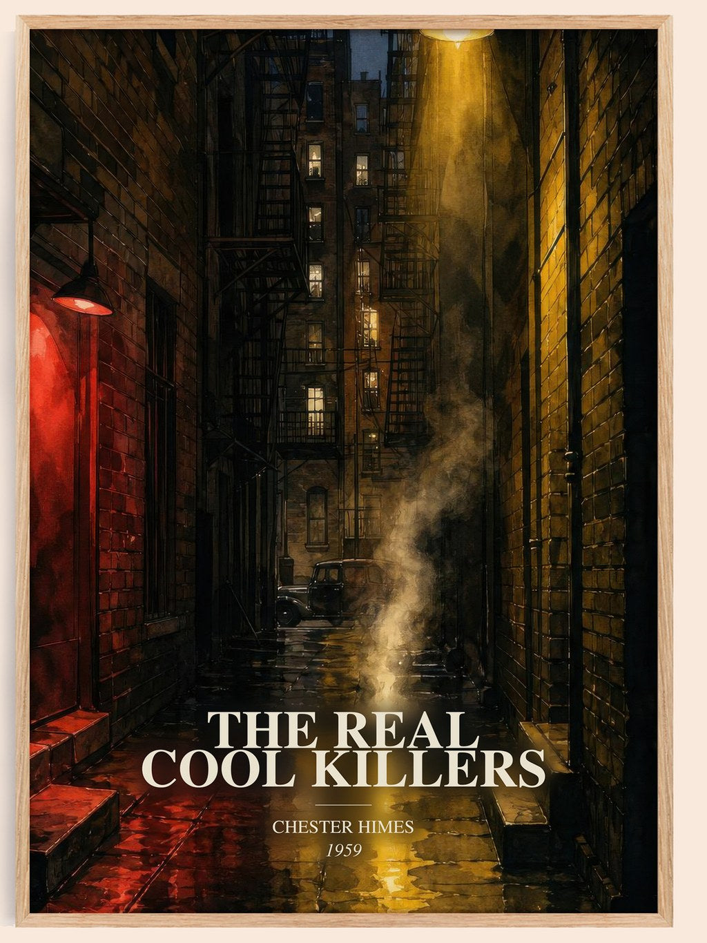 The Real Cool Killers watercolour book poster by Chester Himes – framed literary art print