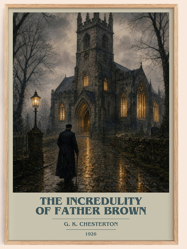 The Incredulity of Father Brown book cover book poster by G. K. Chesterton – framed literary art print