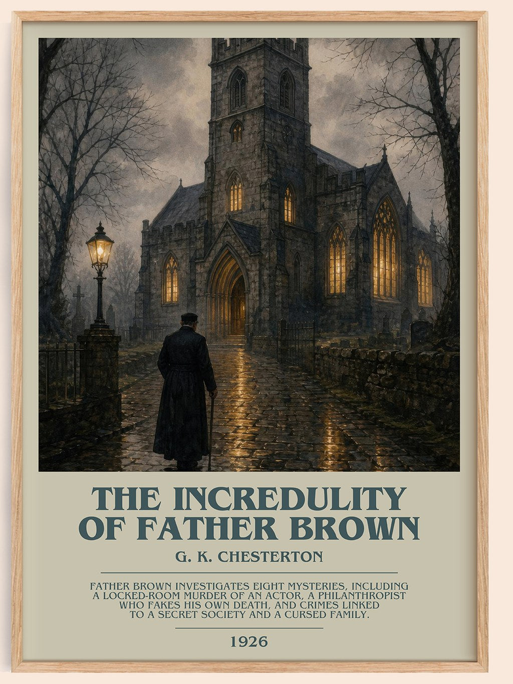 The Incredulity of Father Brown bookish book poster by G. K. Chesterton – framed literary art print