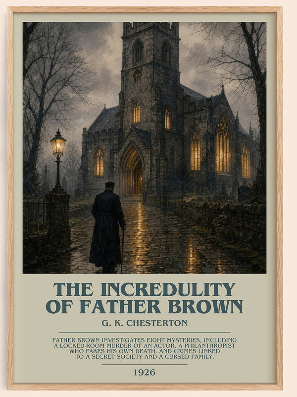 The Incredulity of Father Brown bookish book poster by G. K. Chesterton – framed literary art print