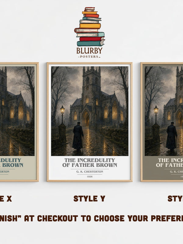 The Incredulity of Father Brown book cover print in frame leaning in hallway – mystery wall art