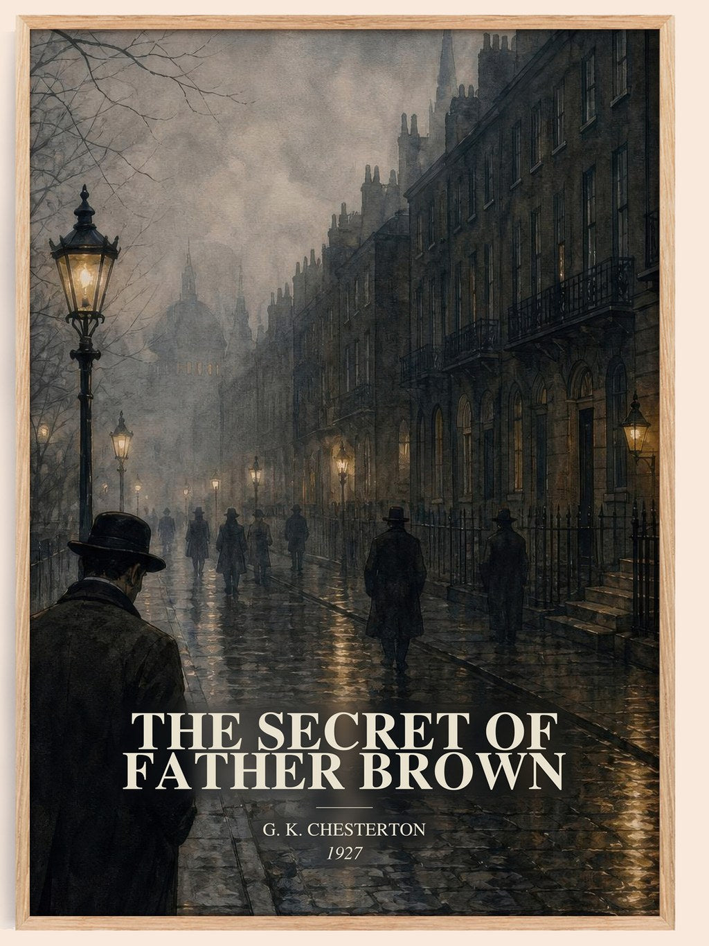 The Secret of Father Brown watercolour book poster by G. K. Chesterton – framed literary art print