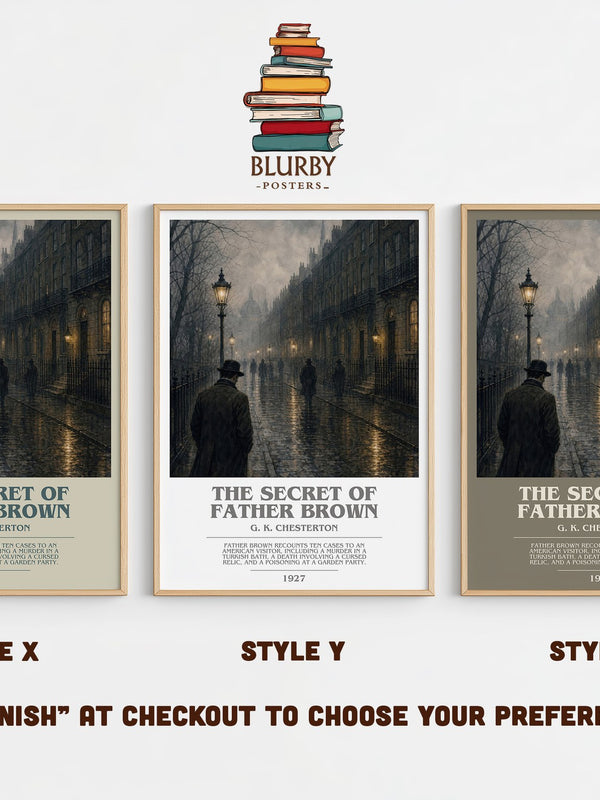 The Secret of Father Brown bookish print in frame leaning in hallway – mystery wall art