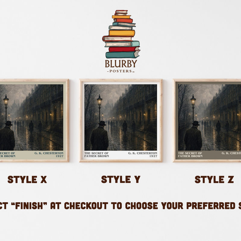 The Secret of Father Brown literary print in frame leaning in hallway – mystery wall art