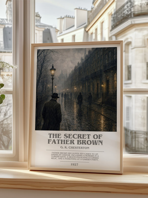 The Secret of Father Brown bookish poster colour and style options – G. K. Chesterton book art