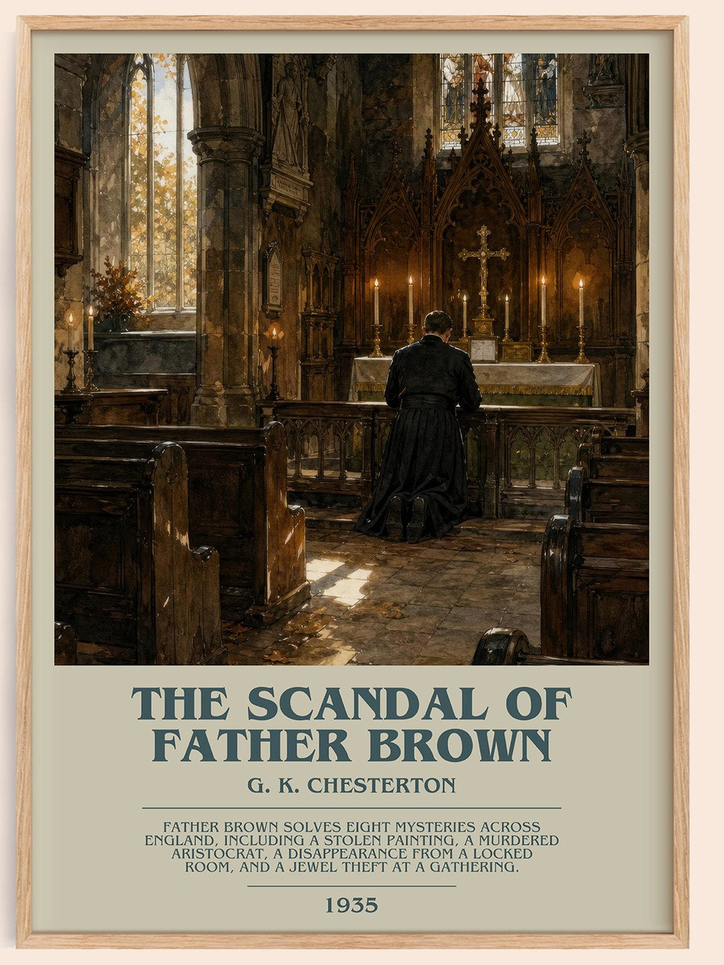 The Scandal of Father Brown bookish book poster by G. K. Chesterton – framed literary art print