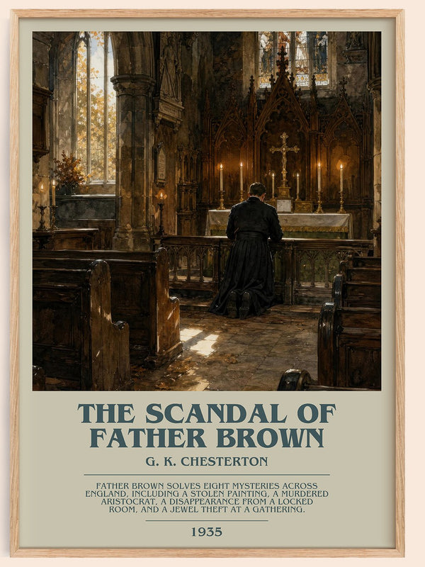 The Scandal of Father Brown bookish book poster by G. K. Chesterton – framed literary art print