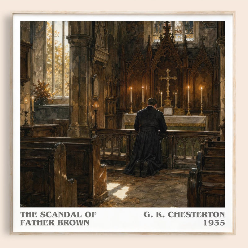 The Scandal of Father Brown literary book poster by G. K. Chesterton – framed literary art print