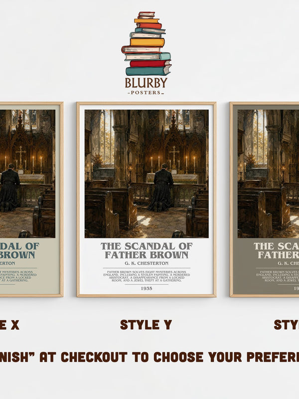 The Scandal of Father Brown bookish print in frame leaning in hallway – mystery wall art