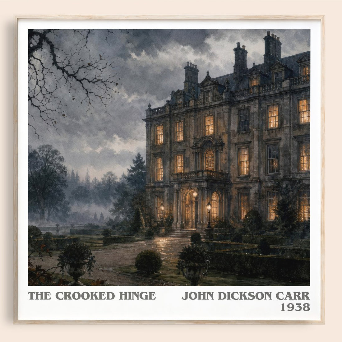 The Crooked Hinge literary book poster by John Dickson Carr – framed literary art print