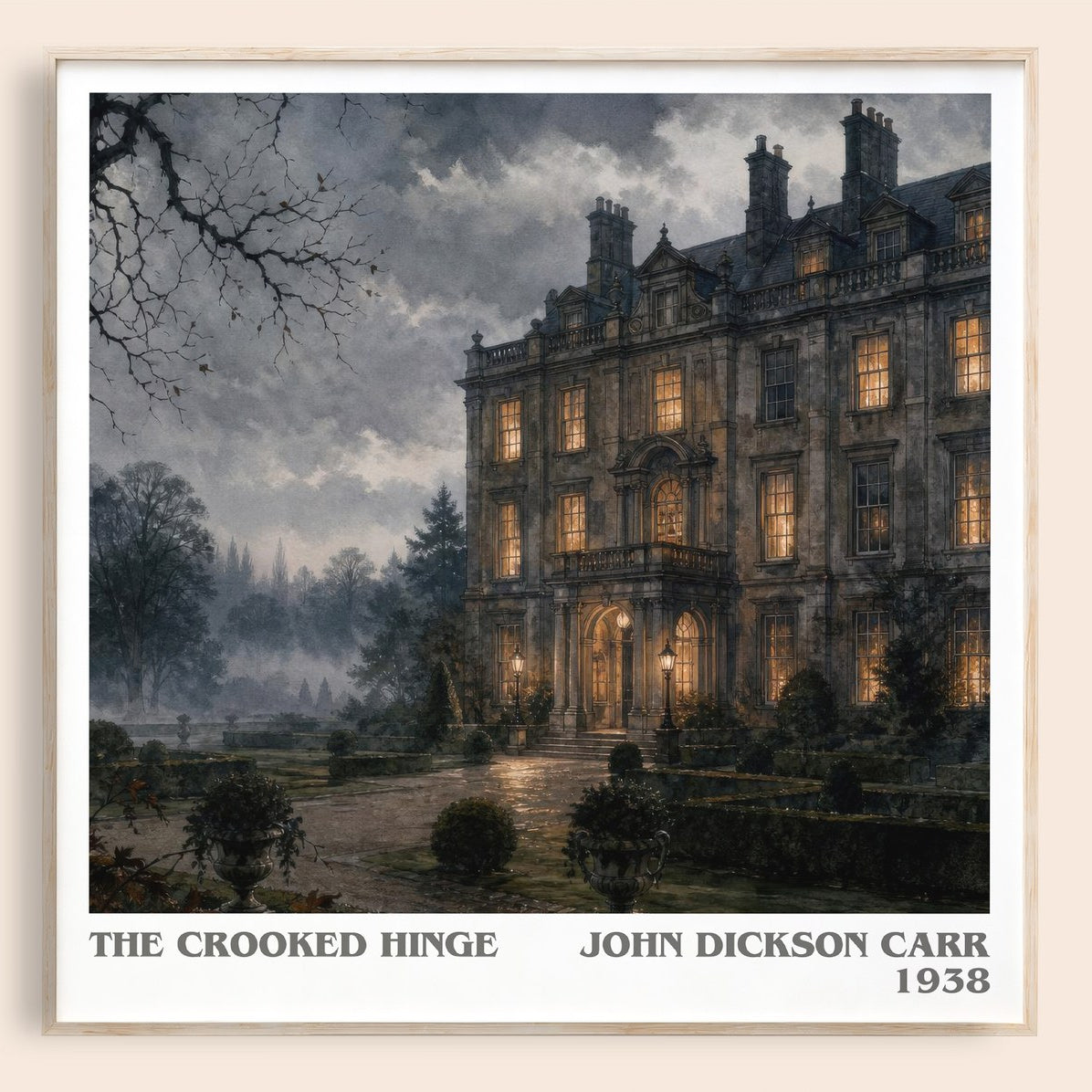 The Crooked Hinge literary book poster by John Dickson Carr – framed literary art print